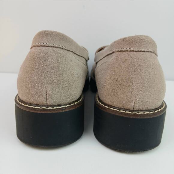 House Of Harlow 1960 SZ 9 Gunner Suede Penny Loafer With Lug Sole Light Taupe - Picture 3 of 8